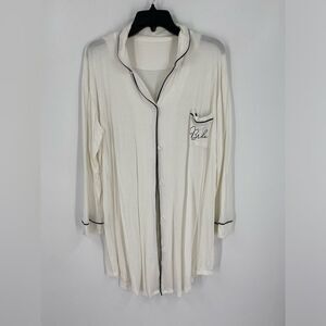 Event Blossom Women’s Button Front Pajama Shirt ‘Bride’ size L